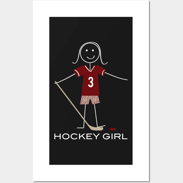 Funny Womens Ice Hockey Girl Stick Figure Illustration Wall Art by whyitsme